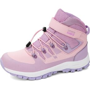 R CORD Kids Hiking Boots Girls Hiking Boots Waterproof Durable TPR Traction Drawstring Closure Girls Hiking Boots Anti-Skid Athletic Outdoor Boots