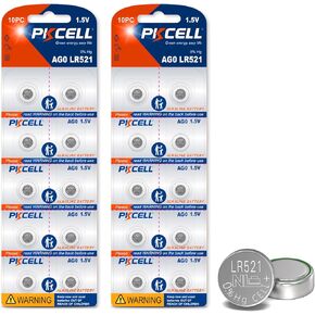 PKCELL 20Pcs SR521SW Watch Battery AG0 379 LR521 Battery 1.5V Alkaline Button Cell Battery