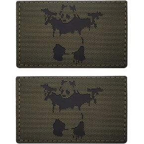 2 PCS AliPlus Panda with Guns Patches IR Infrared Reflective Patch Laser Cut Patch Tactical Military Morale Patch Hook and Loop(ArmyGreen)