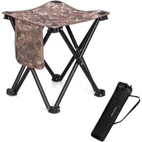 (Triple Tree 2 Pack Folding Camping Stool, 13.8 Inch Portable Lightweight Stool Seat with Side Pocket and Carry Bag for Travel, Hiking, BBQ, Fishing and Beach, Load Capacity to 400lbs