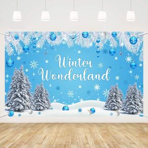 MEHOFOND Winter Wonderland Party Backdrop Winter Snowflakes Baby Shower Background Party Decorations Winter Snow Birthday Onederland Christmas Photography Banner 5.9x3.6ft