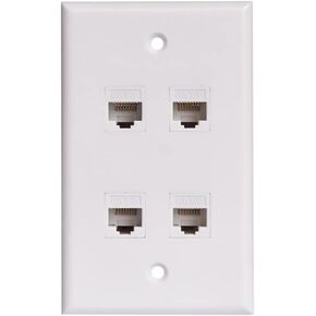 BUPLDET 6 Port CAT6 Ethernet Wall Plate - Network Cat 6 RJ45 Keystone Jack Cover Plate Female to Female Cat7/6/6e/5/5e Cables - White