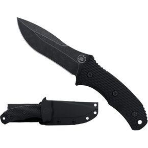 Off-Grid Knives - Backcountry Blackout V2 Fixed Blade with Cryo D2 Blade Steel, Full Tang, Grippy G10 Scales, Kydex Sheath with Lo-Pro Belt Clip, Camping, Hunting, Bushcraft, Survival
