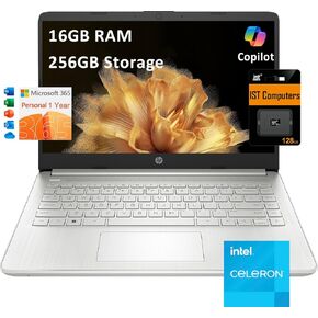 HP 14" Ultra-Light Laptop for Student & Home (Narrow-Bezel Display, Intel Pentium N5030, 16GB RAM, 512GB SSD, 1-Year Office 365) 11-Hr Long Battery Life, Webcam, Wi-Fi, IST Card, Win 11 Home, Silver