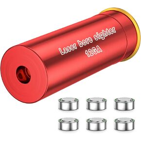 EZshoot Laser Bore Sight, 12 Gauge Bore Sight Laser Red Dot Boresighter with 2 Sets of Batteries