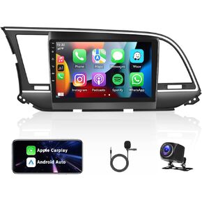 راديو ستيريو للسيارة Camecho 2+64G لسيارة Hyundai Elantra 2016، نظام تشغيل Android 13 مع CarPlay Android Auto، راديو سيارة بشاشة لمس 9 بوصات مع بلوتوث، وحدة رأس ملاحة GPS، WiFi، FM&AM، RDS، DSP، SWC