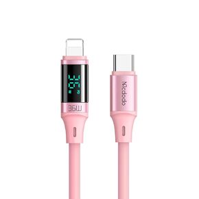 mcdodo [ Type C to Phone 14 Pro Max Display LED 36W PD Fast Charge Cord Nylon Braided Sync Charge USB Data 6FT Cable Compatible New Phone List Below (Pink, 6FT/1.8M)