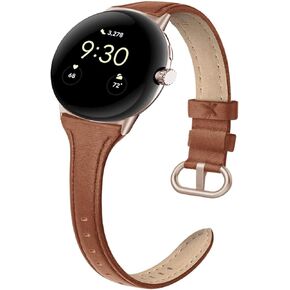 Leather Bands Compatible for Google Pixel Watch Band Leather for Women, Pixel Watch Wristband Adjustable Clasp Stylish Strap for Google Pixel Watch 2022