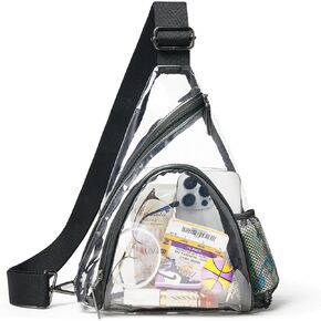 LATMAP DOUBLE ZIPPER Clear bags Stadium Approved Crossbody Sling Bag Fanny Pack Purses for Women Men Belt bag for Stadium Events