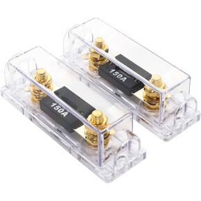 RED WOLF Car Radio Audio ANL Fuse Holder w/150 Amp Fuse 0/2/4 Gauge in Out for Trolling Motor ATV Trailer Inverters, Amplifier Install Video System Electrical Protection, Gold Plated ANL Fuse Block 2P