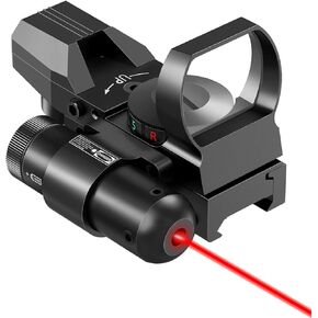 Lancer Tactical 1X22X33 Reflex Sight Red Dot Sight Red Green 4 Reticle Optics with Red Laser for 20mm Rail