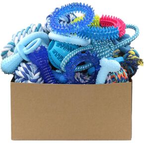 Beiker Christmas Dog Toys Bulk 15 Pack, Puppy Chew Toys for Teething Small Medium Puppies, Holiday Christmas Themed Presents Gifts Box Including Variety Tough Rubber and Rope Toys