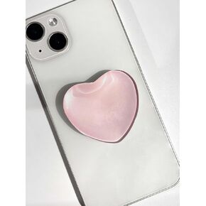 Transparent Heart Shaped Mobile Phone Grip, White Resin Folding Stand, Transparent Elastic Base, iPhone Convenient Mobile Phone Accessory (White)
