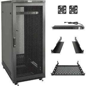 Network Rack Cabinet,27U Server Rack,23.6 Inch Depth,Hold Up to 1600Lbs,Lockable Cabinet with Casters and Complete Accessories,Mesh Door,for Home,Office,Small Business (27U 23.6" w*23.6" d)
