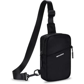 Small Sling Bag for Women, Chest Bag for Men, Water Resistance Nylon Casual Crossbody Bag with Adjustable Strap, 3 Zipper Pockets Shoulder Bag, Lightweight Daypack for Travel Hiking (Black)