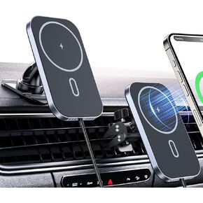 for MagSafe Car Mount Charger, Magnetic Wireless Charger for Car Vent/Dashboard, [Upgraded Magnet] 360° Rotation iPhone Car Charger Compatible with iPhone 16/15/14/13/12 Series, 𝗡𝗢 𝗔𝗱𝗮𝗽𝘁𝗲𝗿
