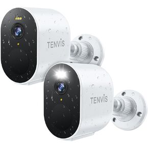 Security Camera Wireless, 2K 4MP HD Surveillance Camera for Home/Outdoor, 2.4G WiFi, 33ft Color Night Vision, IP65 Weatherproof, 2-Way Voice, Perfect for Yard & Driveway (2 Pack) White