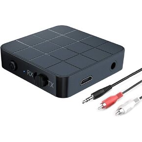 VR-robot Bluetooth 5.0 Audio Transmitter Receiver Adapter, 2-in-1 Wireless 3.5mm aptX Low Latency Stereo Audio Adapter for Home Sound System/TV/PC/Tablet/Speaker Headphone
