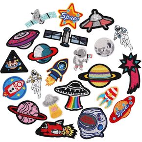 22pcs Space Planet Astronaut Iron on Patches Embroidered Motif Applique Decoration Sew On Patches Custom Patches for DIY Jeans, Jacket,Kid's Clothing, Bag, Caps, Arts Craft Sew Making (Space 22pcs)