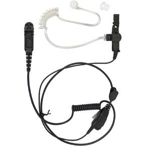 PROMAXPOWER 1-Wire FBI Style Clear Acoustic Tube Earpiece with PTT Button Mic Compatible with Motorola Two-Way Radios XPR3000, XPR3300e, XPR3500, XPR3500e, DEP550, MTP3100