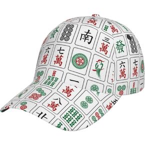 Mahjong Hat for Men Women, Adjustable Baseball Cap Unique Design Flag Trucker Hat