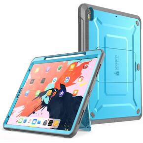 حافظة سلسلة SUPCASE UB Pro لجهاز iPad Pro 12.9 2018، تدعم شحن قلم Apple مع واقي شاشة مدمج، حافظة حماية متينة كاملة الجسم لجهاز iPad Pro 12.9 إصدار 2018 (أسود)