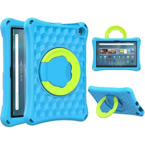 Fire HD 10 Case,Fire HD 10 Plus Tablet Case for Kids (13th/11th Generation, 2023/2021 Release), Rotating 360 Kickstand Lightweight Shockproof Handle Kids Case,(Incompatible with iPad Samsung). Blue