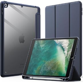 JETech Case for iPad 9.7-Inch (6th/5th Generation, 2018/2017) with Pencil Holder, Clear Transparent Back Shell Slim Stand Shockproof Tablet Cover, Auto Wake/Sleep (Black)