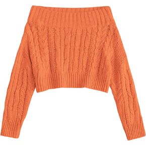 ZAFUL Women V Neck Button Knit Crop Sweaters Batwing Sleeve V Back Ribbed Hem Pullover Sweater