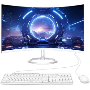 All-in-One Desktop Computer PC, 24" FHD Curved Display N5095 Quad-Core Processor, 8GB DDR3 RAM, 512GB SSD, Dual-Band Wi-Fi, Bluetooth, 6 USB, HDMI, VGA, Included Keyboard & Mouse (N5095/8GB/512GB)