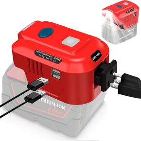 150W Power Inverter for Makita 18V Battery, DC 20V to AC 110-120V Battery Inverter, Portable Power Station Generator, Charger Adapter Battery Powered Outlet with 2 USB Ports & 1 AC Outlet & LED Light