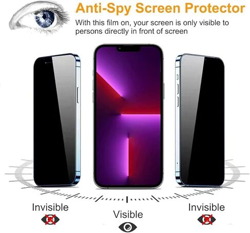 2Pack Privacy Screen Protector for iPhone 13 Pro Max [6.7 inch] + 2 Pack Camera Lens Protector, Anti Spy Private Tempered Glass Film, [9H Hardness] - HD [Black][4 Pack] in Saudi Arabia
