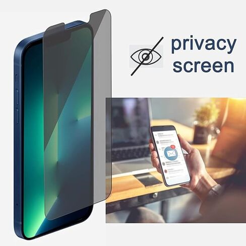 2Pack Privacy Screen Protector for iPhone 13 Pro Max [6.7 inch] + 2 Pack Camera Lens Protector, Anti Spy Private Tempered Glass Film, [9H Hardness] - HD [Black][4 Pack] in Saudi Arabia