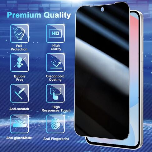 عبوتان+2 واقي شاشة للخصوصية لهاتف Galaxy S24 FE - عبوتان من فيلم الخصوصية + عبوتان من زجاج مقسى لعدسات الكاميرا، خالية من الفقاعات عالية الوضوح، حماية ضد التجسس لهاتف Samsung S24 FE 5G in Kuwait