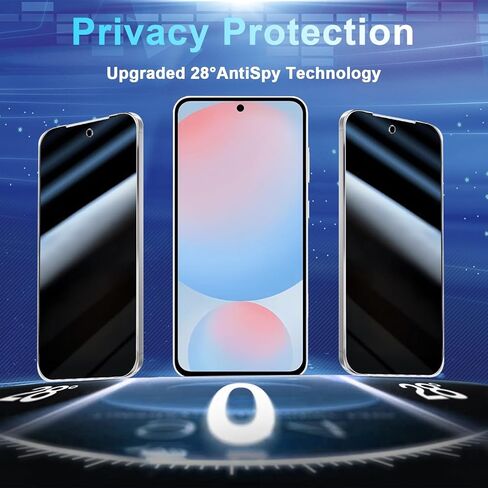عبوتان+2 واقي شاشة للخصوصية لهاتف Galaxy S24 FE - عبوتان من فيلم الخصوصية + عبوتان من زجاج مقسى لعدسات الكاميرا، خالية من الفقاعات عالية الوضوح، حماية ضد التجسس لهاتف Samsung S24 FE 5G in Kuwait
