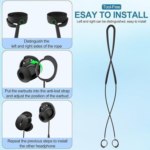 Anti-Lost Strap Compatible with Bose New QuietComfort Earbuds 2024, Silicone Sports Lanyard for Bose New QC Earbuds in Kuwait