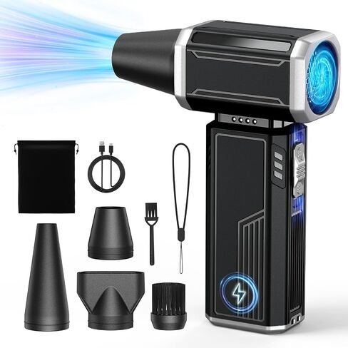 Compressed Air Duster,200000RPM Electric Portable Air Duster,Stepless Speed Mini Blower,No Canned Dust Blower,Rechargeable Cordless Jet Fan for Computer Keyboard Car Cleaning,Dry,Inflation-Black in Saudi Arabia