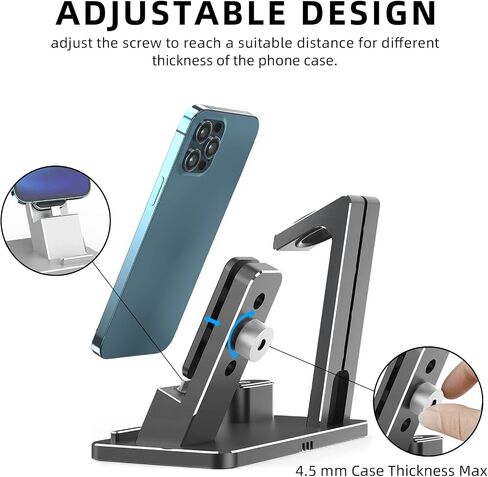 Charger Stand for Apple Watch iPhone Airpods, XUNMEJ 3 in 1 Aluminum Charging Dock Holder for iPad, iWatch Series 6/SE/5/4/3/2/1, AirPods Pro/2 and iPhone Series (Black) in Saudi Arabia