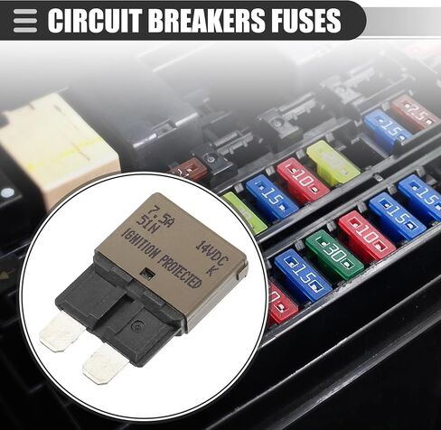 Motoforti Universal Car E37 Circuit Breakers Fuses Replacement, 7.5A 14V, Durable, Plastic Metal, Dark Brown, 3 Pcs in Saudi Arabia