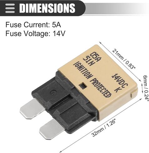 Motoforti Universal Car E37 Circuit Breakers Fuses Replacement, 5A 14V, Durable, Plastic Metal, Brown, 3 Pcs in Saudi Arabia