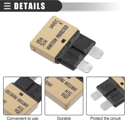 Motoforti Universal Car E37 Circuit Breakers Fuses Replacement, 5A 14V, Durable, Plastic Metal, Brown, 3 Pcs in Saudi Arabia
