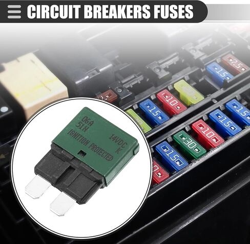 Motoforti Universal Car E37 Circuit Breakers Fuses Replacement, 6A 14V, Durable, Plastic Metal, Dark Green, 5 Pcs in Saudi Arabia