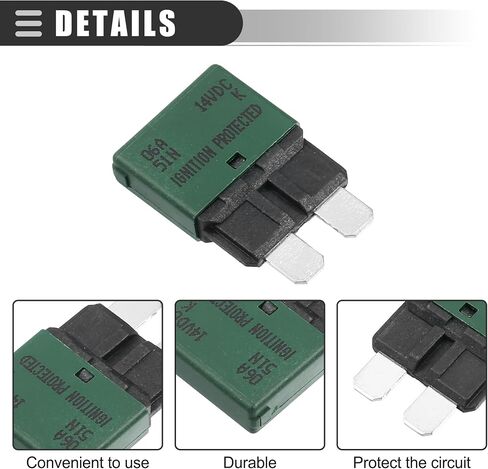 Motoforti Universal Car E37 Circuit Breakers Fuses Replacement, 6A 14V, Durable, Plastic Metal, Dark Green in Saudi Arabia