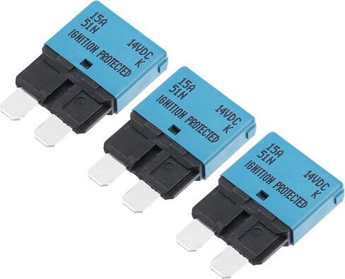 Motoforti Universal Car E37 Circuit Breakers Fuses Replacement, 15A 14V, Durable, Plastic Metal, Blue, 3 Pcs in Saudi Arabia