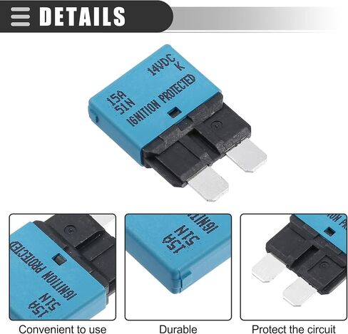 Motoforti Universal Car E37 Circuit Breakers Fuses Replacement, 15A 14V, Durable, Plastic Metal, Blue, 3 Pcs in Saudi Arabia