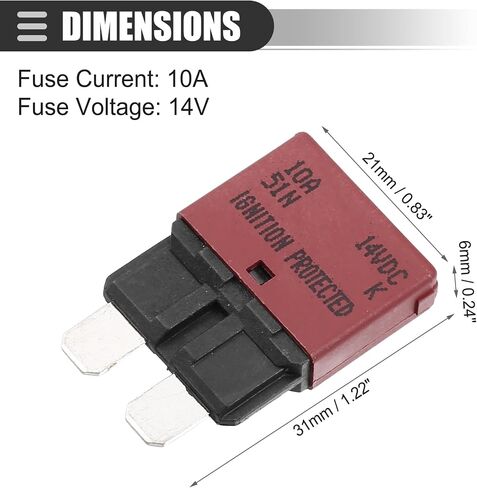 Motoforti Universal Car E37 Circuit Breakers Fuses Replacement, 10A 14V, Durable, Plastic Metal, Red in Saudi Arabia