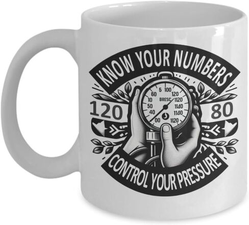 Hypertension Awareness Mug 11 Oz White Ceramic Cup Product Gift for High Blood Pressure Patient in Saudi Arabia