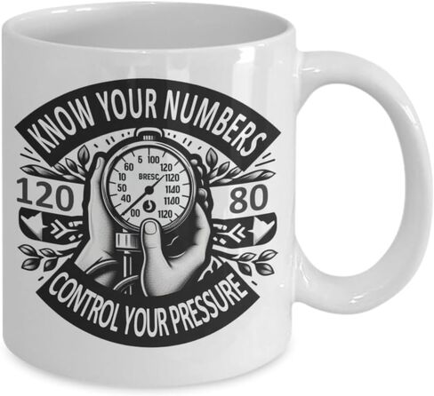 Hypertension Awareness Mug 11 Oz White Ceramic Cup Product Gift for High Blood Pressure Patient in Saudi Arabia