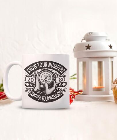 Hypertension Awareness Mug 11 Oz White Ceramic Cup Product Gift for High Blood Pressure Patient in Saudi Arabia