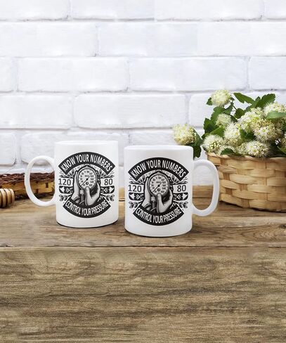 Hypertension Awareness Mug 11 Oz White Ceramic Cup Product Gift for High Blood Pressure Patient in Saudi Arabia